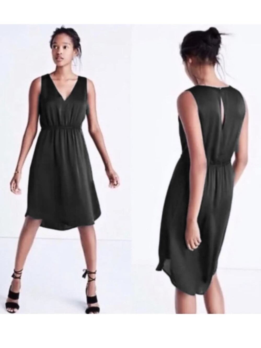 Madewell Womens 2 Night Out Little Black V-Neck Lined Dress